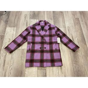 Time & tru purple plaid coat size S 4-6